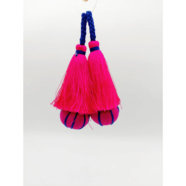 Fuchsia Pink and Blue Pumpkin Tassels, Latkan, Indian Tassels